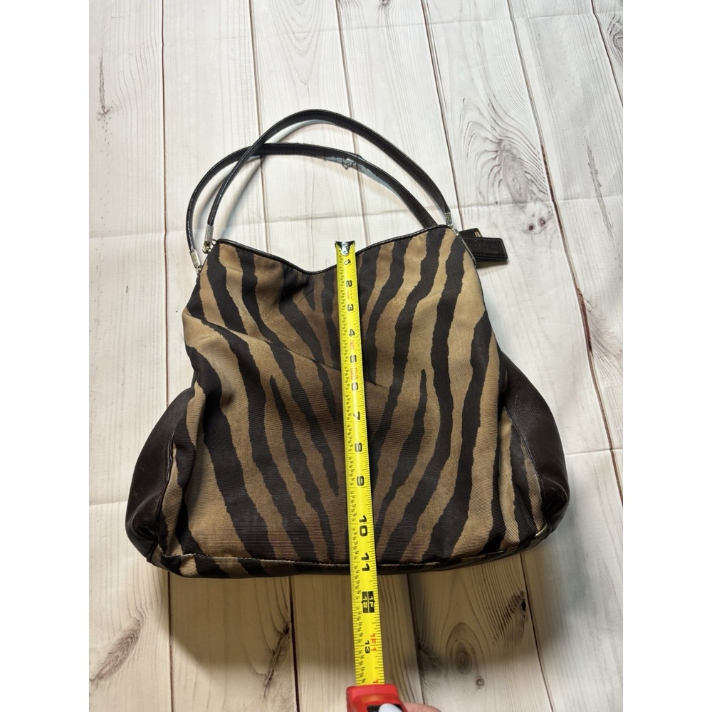 Vintage Coach Madison Zebra Print Shoulder Bag Purse Hobo Brown Leather - Picture 4 of 10